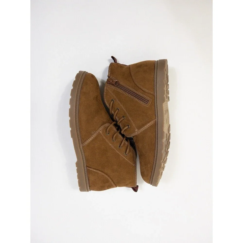 Cat & Jack Boys Size 6 Brown Chukka Shoes With Faux Fur Lining!